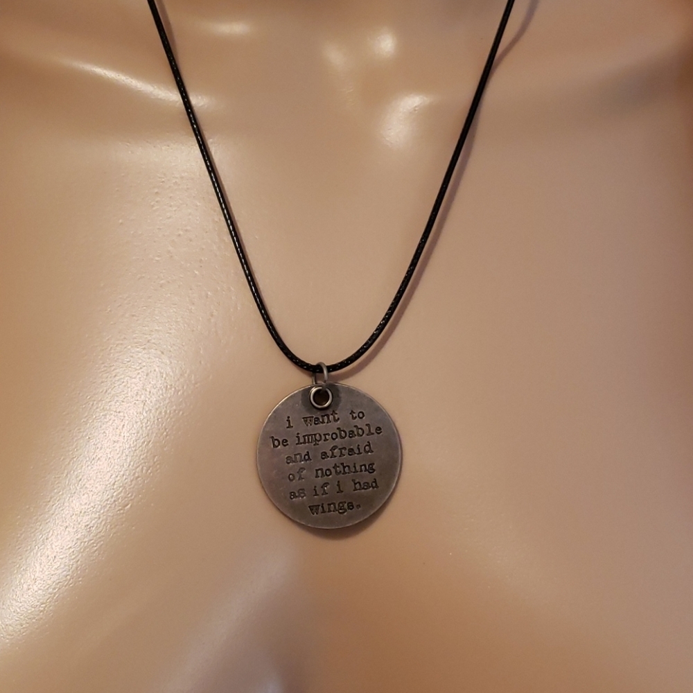 Antiqued fearless message on black cord